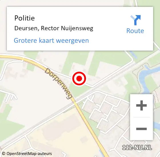 Locatie op kaart van de 112 melding: Politie Deursen, Rector Nuijensweg op 27 november 2023 00:57