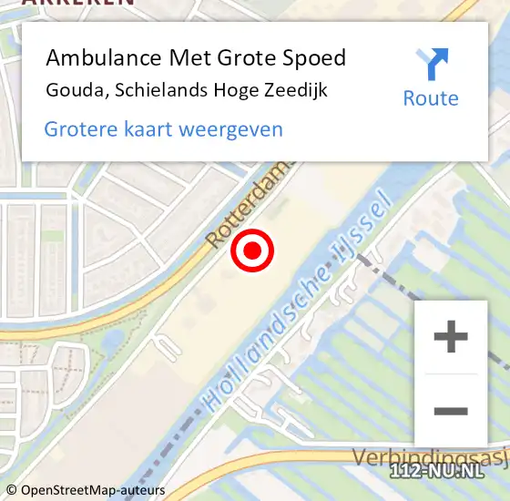 Locatie op kaart van de 112 melding: Ambulance Met Grote Spoed Naar Gouda, Schielands Hoge Zeedijk op 27 november 2023 02:16