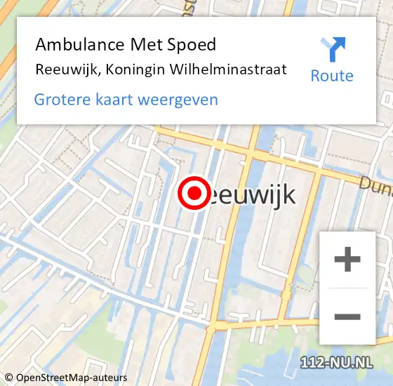 Locatie op kaart van de 112 melding: Ambulance Met Spoed Naar Reeuwijk, Koningin Wilhelminastraat op 27 november 2023 02:51