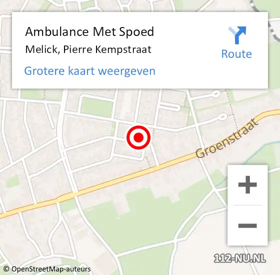 Locatie op kaart van de 112 melding: Ambulance Met Spoed Naar Melick, Pierre Kempstraat op 27 november 2023 04:16