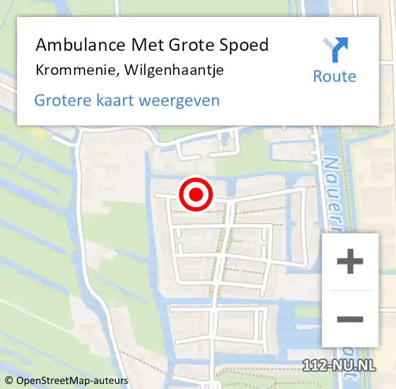 Locatie op kaart van de 112 melding: Ambulance Met Grote Spoed Naar Krommenie, Wilgenhaantje op 27 november 2023 04:33