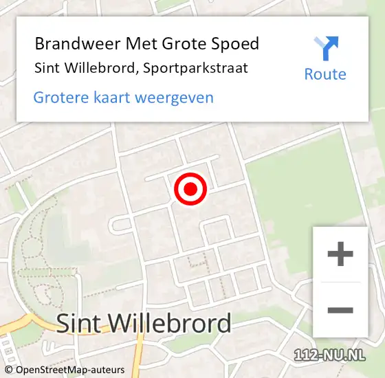 Locatie op kaart van de 112 melding: Brandweer Met Grote Spoed Naar Sint Willebrord, Sportparkstraat op 27 november 2023 05:02