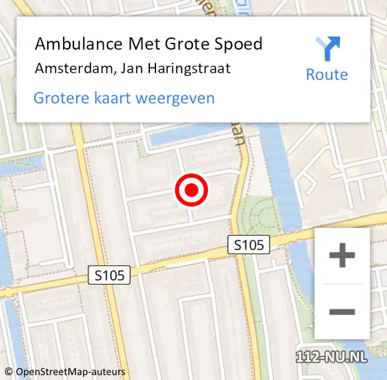 Locatie op kaart van de 112 melding: Ambulance Met Grote Spoed Naar Amsterdam, Jan Haringstraat op 27 november 2023 06:31