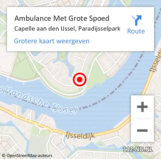 Locatie op kaart van de 112 melding: Ambulance Met Grote Spoed Naar Capelle aan den IJssel, Paradijsselpark op 27 november 2023 06:43