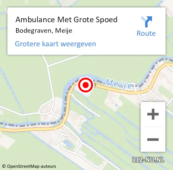 Locatie op kaart van de 112 melding: Ambulance Met Grote Spoed Naar Bodegraven, Meije op 27 november 2023 07:01