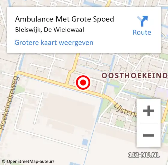 Locatie op kaart van de 112 melding: Ambulance Met Grote Spoed Naar Bleiswijk, De Wielewaal op 27 november 2023 07:04