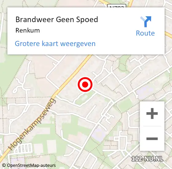 Locatie op kaart van de 112 melding: Brandweer Geen Spoed Naar Renkum op 27 november 2023 07:24