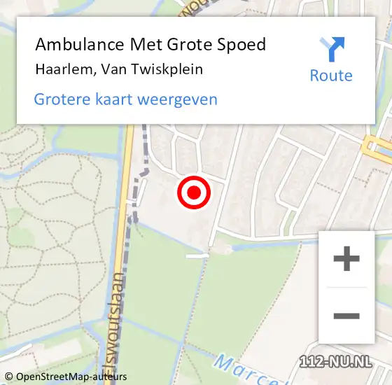 Locatie op kaart van de 112 melding: Ambulance Met Grote Spoed Naar Haarlem, Van Twiskplein op 27 november 2023 07:27