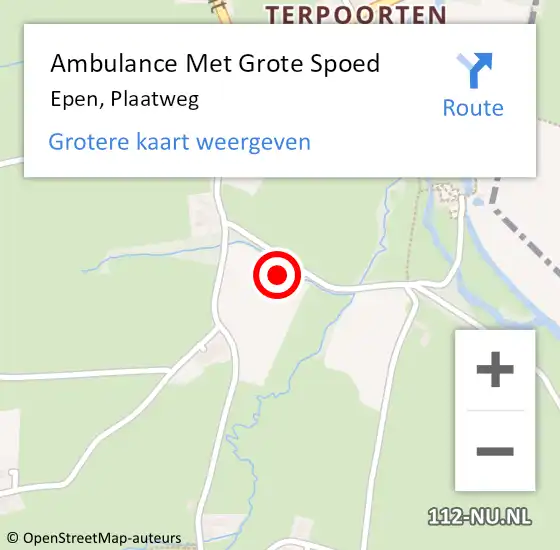 Locatie op kaart van de 112 melding: Ambulance Met Grote Spoed Naar Epen, Plaatweg op 16 september 2014 14:51