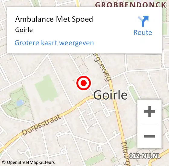 Locatie op kaart van de 112 melding: Ambulance Met Spoed Naar Goirle op 27 november 2023 08:13