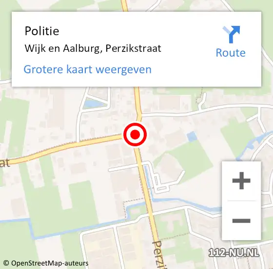 Locatie op kaart van de 112 melding: Politie Wijk en Aalburg, Perzikstraat op 27 november 2023 08:20