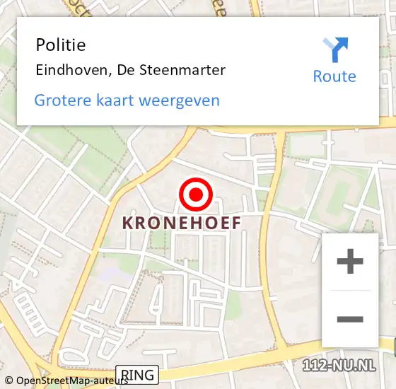 Locatie op kaart van de 112 melding: Politie Eindhoven, De Steenmarter op 27 november 2023 08:21