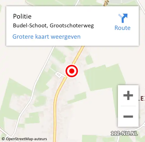 Locatie op kaart van de 112 melding: Politie Budel-Schoot, Grootschoterweg op 27 november 2023 08:28