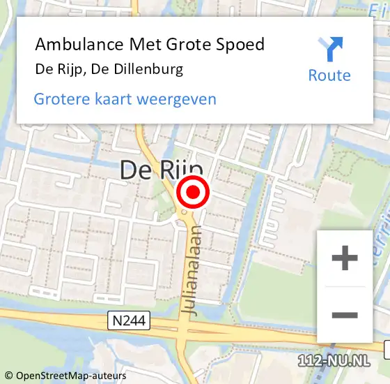 Locatie op kaart van de 112 melding: Ambulance Met Grote Spoed Naar De Rijp, De Dillenburg op 27 november 2023 08:34