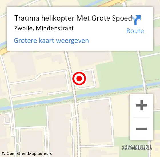 Locatie op kaart van de 112 melding: Trauma helikopter Met Grote Spoed Naar Zwolle, Mindenstraat op 27 november 2023 08:39