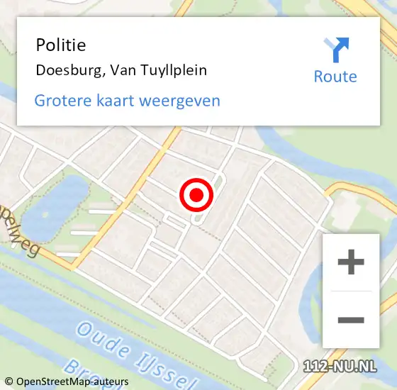 Locatie op kaart van de 112 melding: Politie Doesburg, Van Tuyllplein op 27 november 2023 08:59