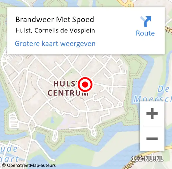 Locatie op kaart van de 112 melding: Brandweer Met Spoed Naar Hulst, Cornelis de Vosplein op 27 november 2023 09:19