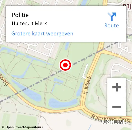 Locatie op kaart van de 112 melding: Politie Huizen, 't Merk op 27 november 2023 09:27