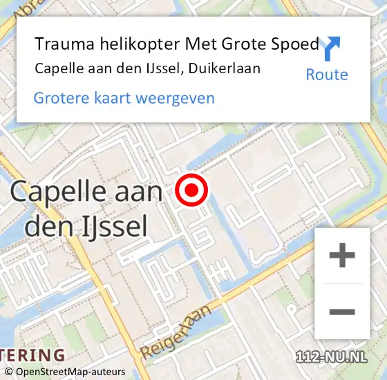 Locatie op kaart van de 112 melding: Trauma helikopter Met Grote Spoed Naar Capelle aan den IJssel, Duikerlaan op 27 november 2023 09:27