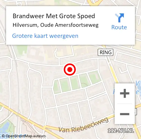 Locatie op kaart van de 112 melding: Brandweer Met Grote Spoed Naar Hilversum, Oude Amersfoortseweg op 27 november 2023 09:32