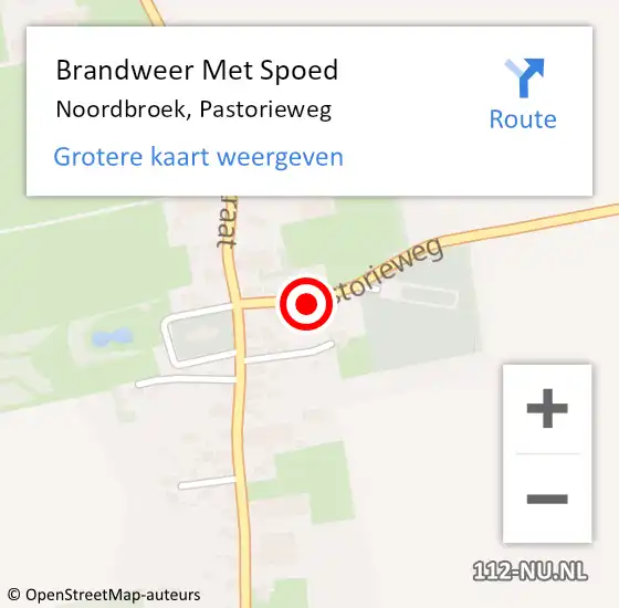 Locatie op kaart van de 112 melding: Brandweer Met Spoed Naar Noordbroek, Pastorieweg op 27 november 2023 09:46
