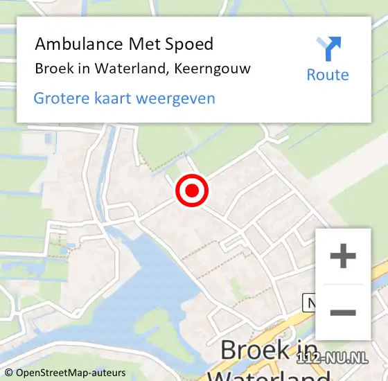 Locatie op kaart van de 112 melding: Ambulance Met Spoed Naar Broek in Waterland, Keerngouw op 27 november 2023 10:01