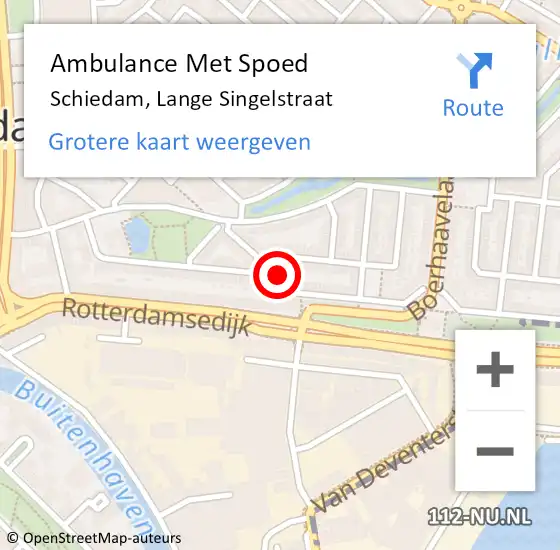 Locatie op kaart van de 112 melding: Ambulance Met Spoed Naar Schiedam, Lange Singelstraat op 27 november 2023 10:02