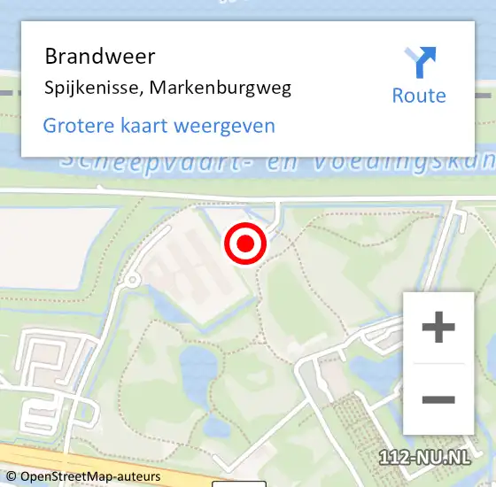 Locatie op kaart van de 112 melding: Brandweer Spijkenisse, Markenburgweg op 27 november 2023 10:02