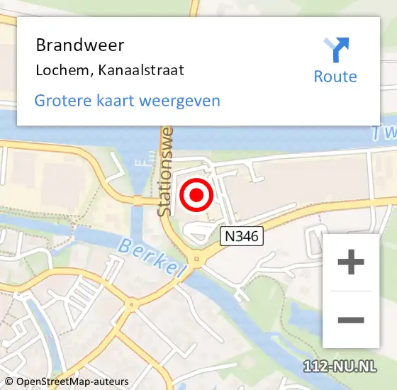 Locatie op kaart van de 112 melding: Brandweer Lochem, Kanaalstraat op 27 november 2023 10:08