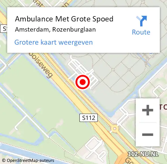 Locatie op kaart van de 112 melding: Ambulance Met Grote Spoed Naar Amsterdam, Rozenburglaan op 27 november 2023 10:26