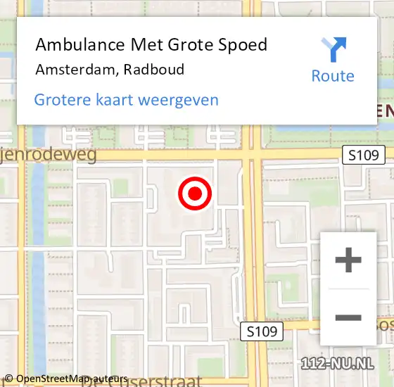 Locatie op kaart van de 112 melding: Ambulance Met Grote Spoed Naar Amsterdam, Radboud op 27 november 2023 10:42