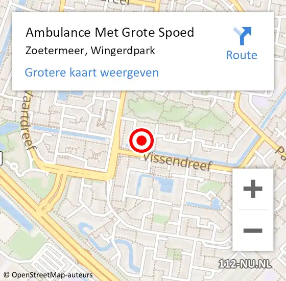 Locatie op kaart van de 112 melding: Ambulance Met Grote Spoed Naar Zoetermeer, Wingerdpark op 27 november 2023 10:47