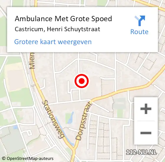 Locatie op kaart van de 112 melding: Ambulance Met Grote Spoed Naar Castricum, Henri Schuytstraat op 27 november 2023 11:04