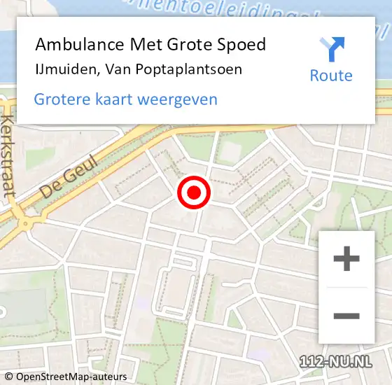 Locatie op kaart van de 112 melding: Ambulance Met Grote Spoed Naar IJmuiden, Van Poptaplantsoen op 27 november 2023 11:06