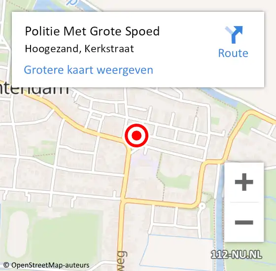 Locatie op kaart van de 112 melding: Politie Met Grote Spoed Naar Hoogezand, Kerkstraat op 27 november 2023 11:51