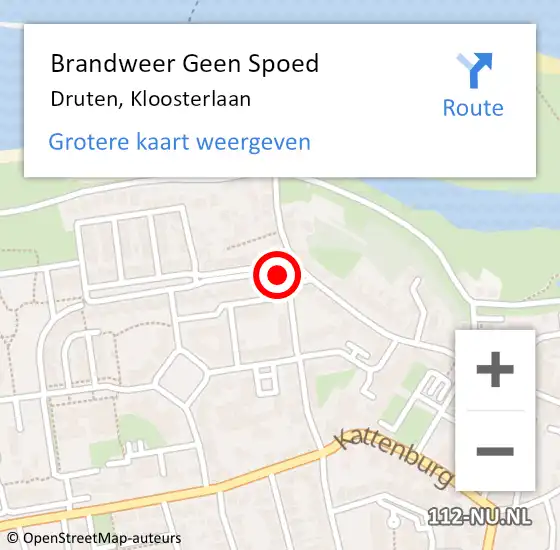 Locatie op kaart van de 112 melding: Brandweer Geen Spoed Naar Druten, Kloosterlaan op 27 november 2023 12:07