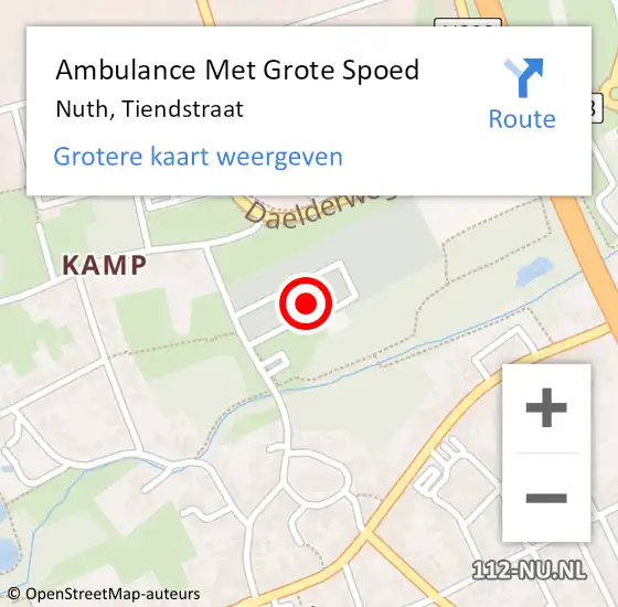 Locatie op kaart van de 112 melding: Ambulance Met Grote Spoed Naar Nuth, Tiendstraat op 16 september 2014 15:23