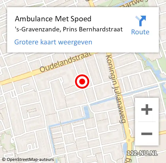 Locatie op kaart van de 112 melding: Ambulance Met Spoed Naar 's-Gravenzande, Prins Bernhardstraat op 27 november 2023 12:30