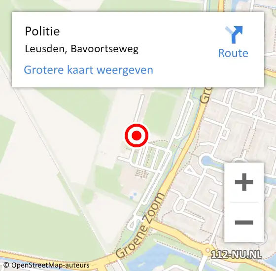 Locatie op kaart van de 112 melding: Politie Leusden, Bavoortseweg op 27 november 2023 12:39