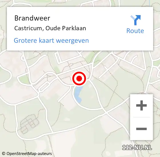 Locatie op kaart van de 112 melding: Brandweer Castricum, Oude Parklaan op 27 november 2023 12:42