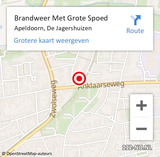 Locatie op kaart van de 112 melding: Brandweer Met Grote Spoed Naar Apeldoorn, De Jagershuizen op 16 september 2014 15:30