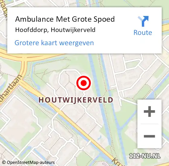 Locatie op kaart van de 112 melding: Ambulance Met Grote Spoed Naar Hoofddorp, Houtwijkerveld op 27 november 2023 13:28