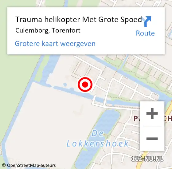 Locatie op kaart van de 112 melding: Trauma helikopter Met Grote Spoed Naar Culemborg, Torenfort op 27 november 2023 13:28