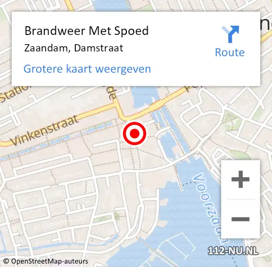 Locatie op kaart van de 112 melding: Brandweer Met Spoed Naar Zaandam, Damstraat op 27 november 2023 13:45
