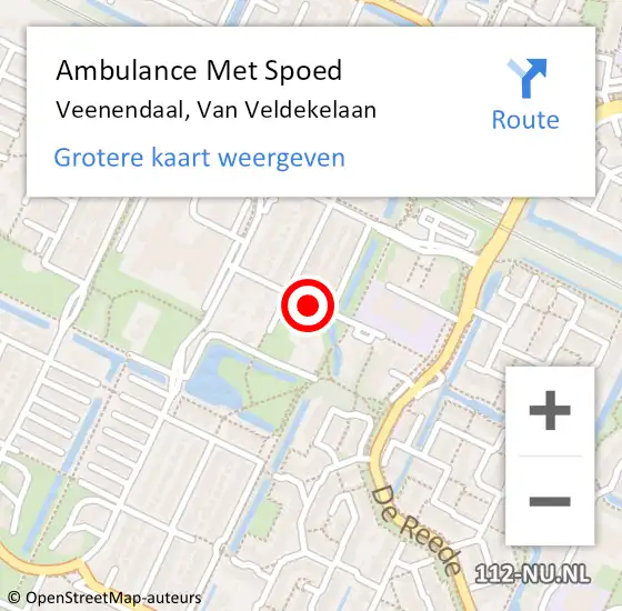 Locatie op kaart van de 112 melding: Ambulance Met Spoed Naar Veenendaal, Van Veldekelaan op 16 september 2014 15:35