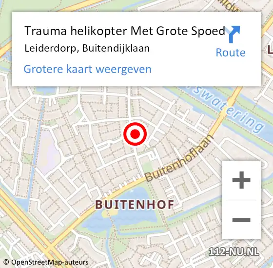 Locatie op kaart van de 112 melding: Trauma helikopter Met Grote Spoed Naar Leiderdorp, Buitendijklaan op 27 november 2023 13:49