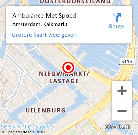 Locatie op kaart van de 112 melding: Ambulance Met Spoed Naar Amsterdam, Kalkmarkt op 27 november 2023 14:14