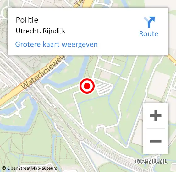 Locatie op kaart van de 112 melding: Politie Utrecht, Rijndijk op 27 november 2023 14:41