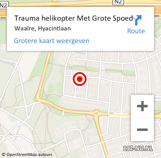 Locatie op kaart van de 112 melding: Trauma helikopter Met Grote Spoed Naar Waalre, Hyacintlaan op 27 november 2023 14:46
