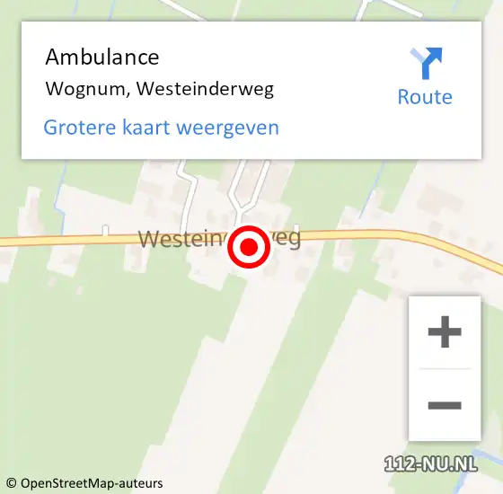 Locatie op kaart van de 112 melding: Ambulance Wognum, Westeinderweg op 27 november 2023 14:57